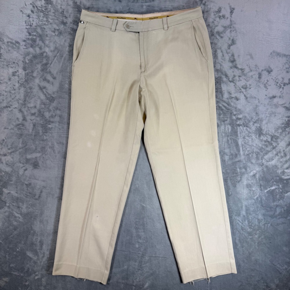 Tommy Bahama Silk‎ Dress Pants Men's 36x32 Beige Khaki *Stain*